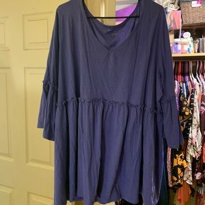 Woman Within purple (purplish blue) 3/4 sleeve, bell sleeve top